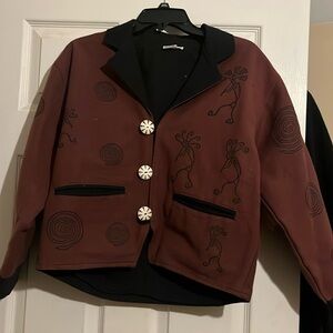 Chic Brown Blazer with Artistic Patterns